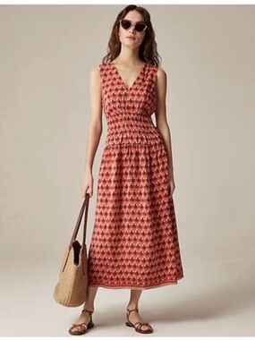 J.CREW Hyacinth dress in block-print crepe de chine A-line silhouette - SIZE M